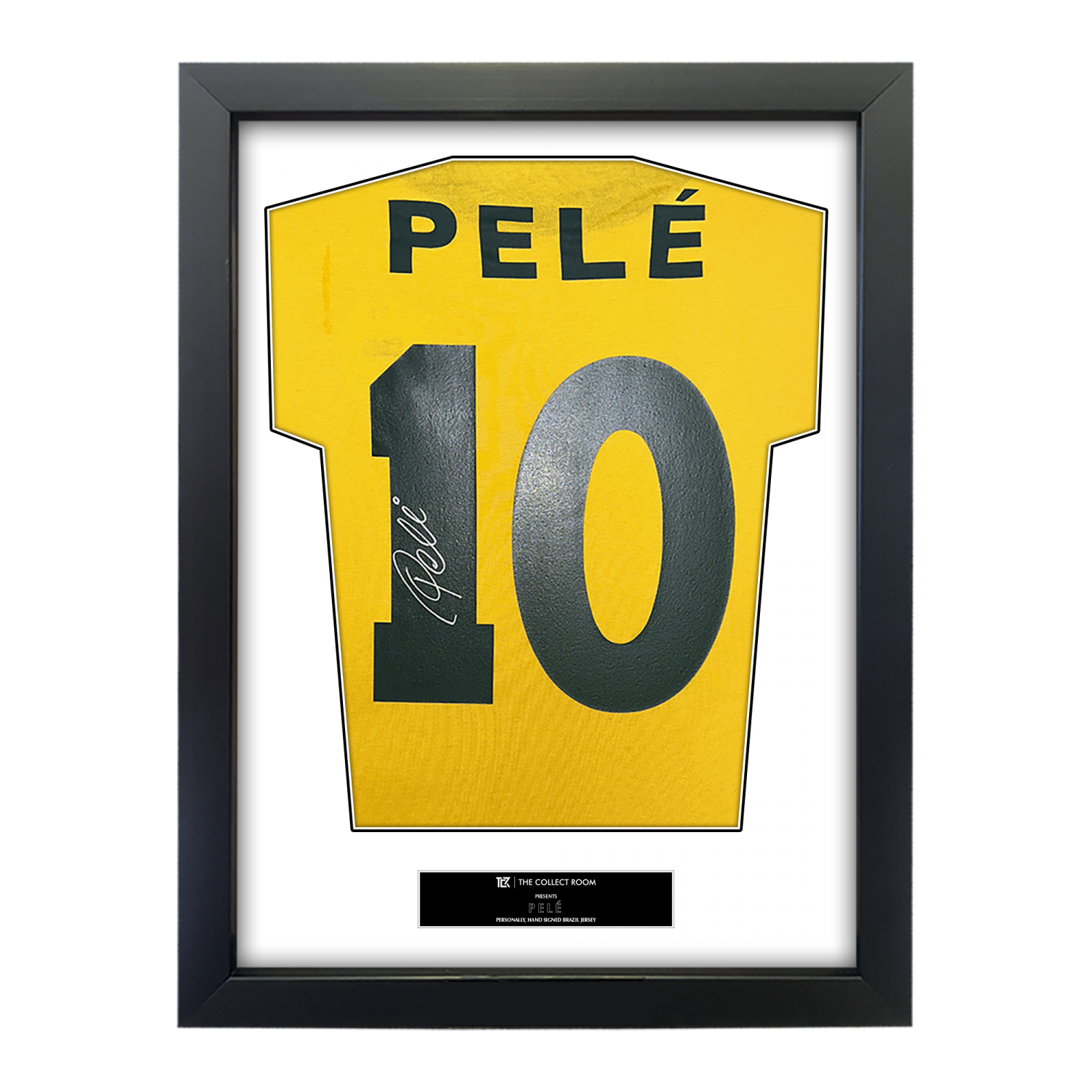 Pele Back Signed Brazil Framed Jersey