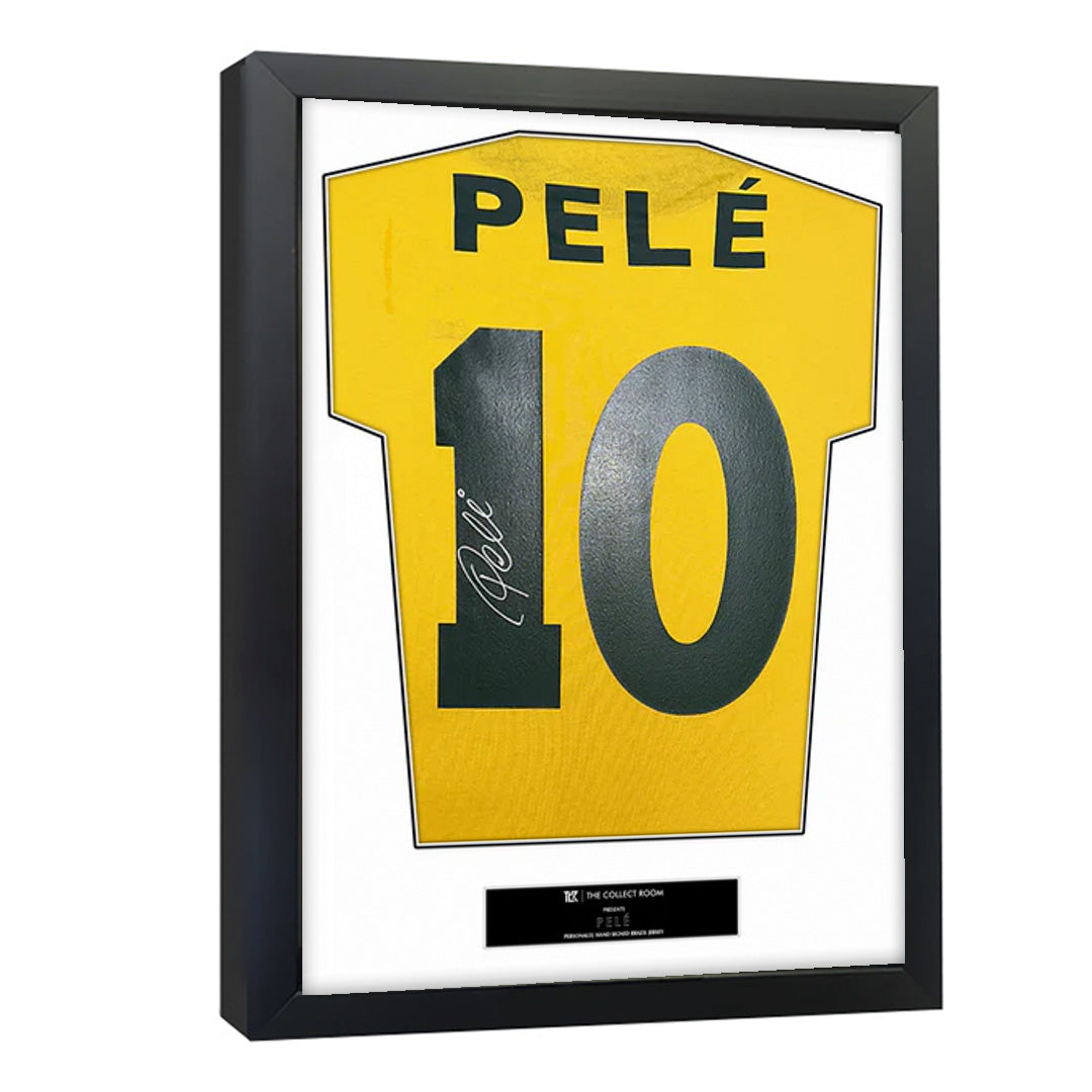 Pele Back Signed Brazil Framed Jersey 3D