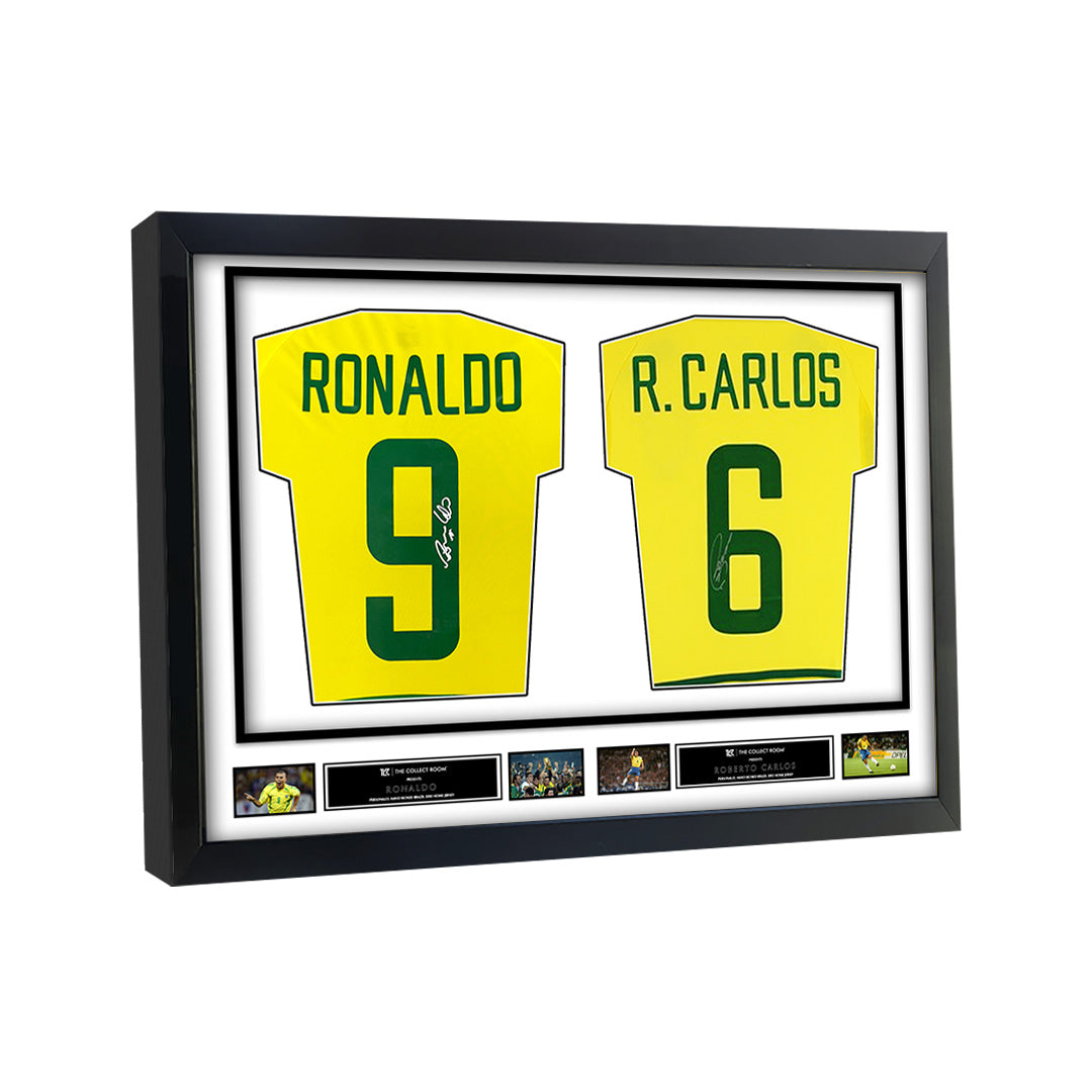 Roberto carlos & Ronaldo Nazario Signed Brazil Jerseys in Dual Frame