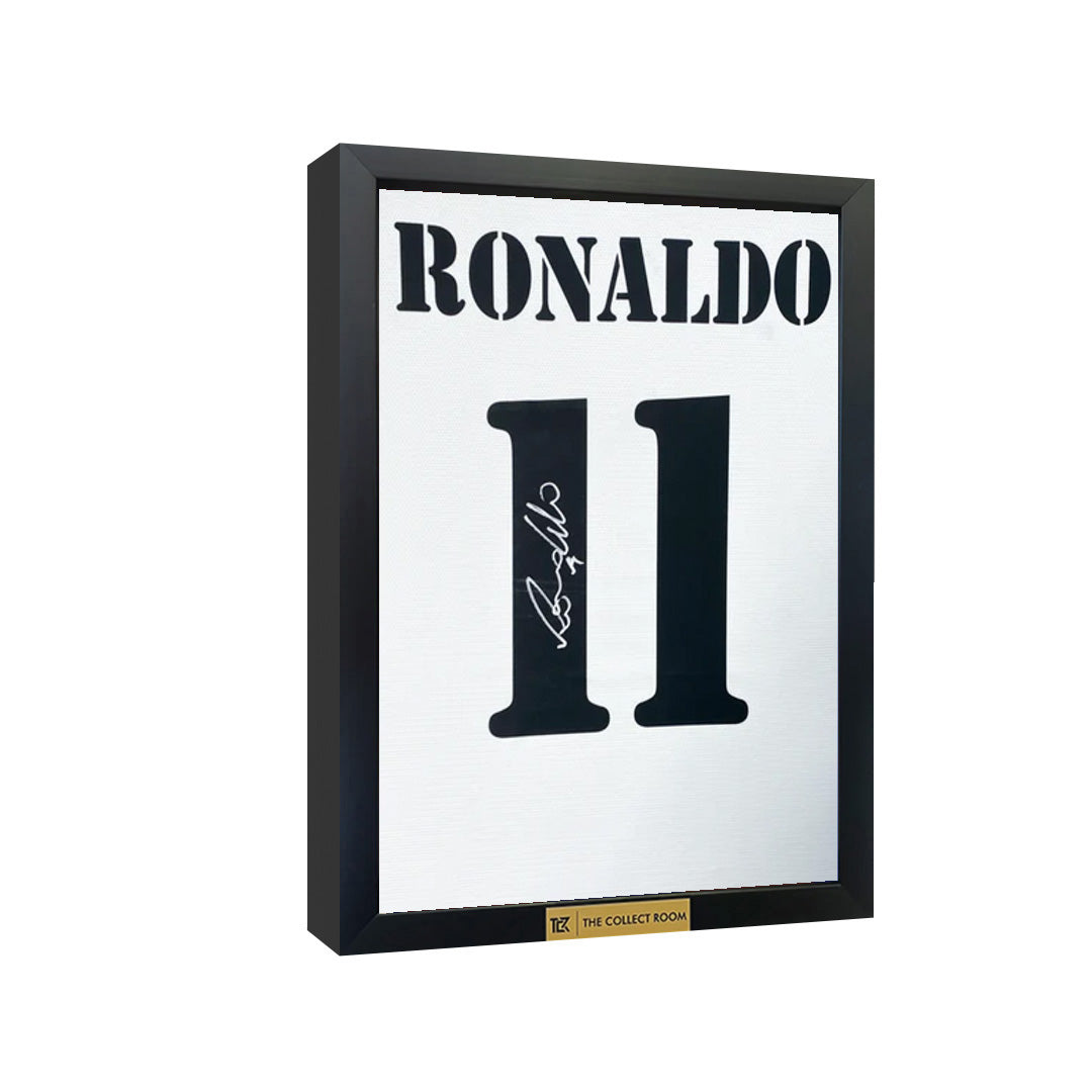 Ronaldo Back Signed Modern Real Madrid Home Jersey With Fan Style Numbers Frame