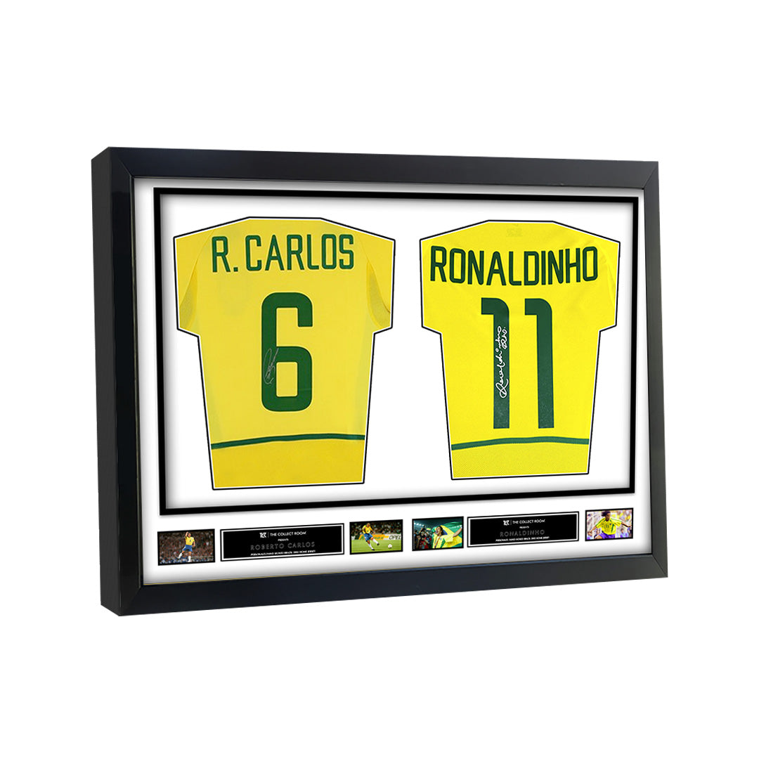 Ronaldinho & Roberto Carlos Signed Brazil Jerseys in Dual Frame