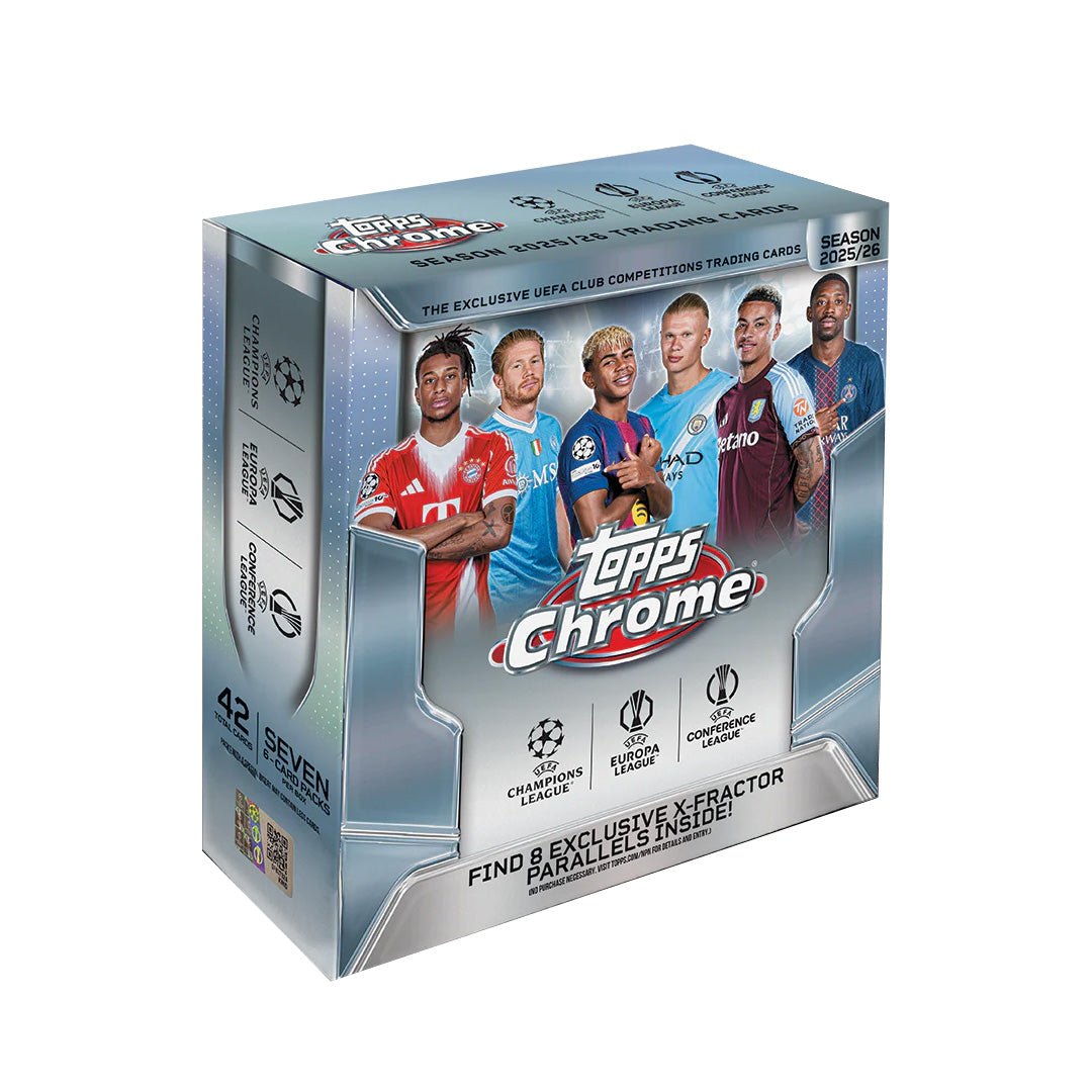 Topps Chrome® UEFA Club Competitions 2025-26 – Mega Box | 7 Packs Per Box