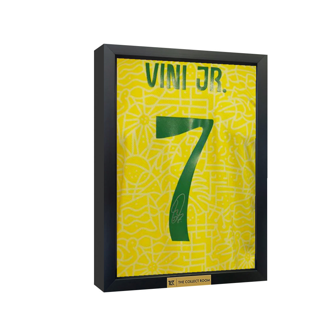 Vinicius Jr Signed Brazil 2024-25 Home Jersey Frame 3D