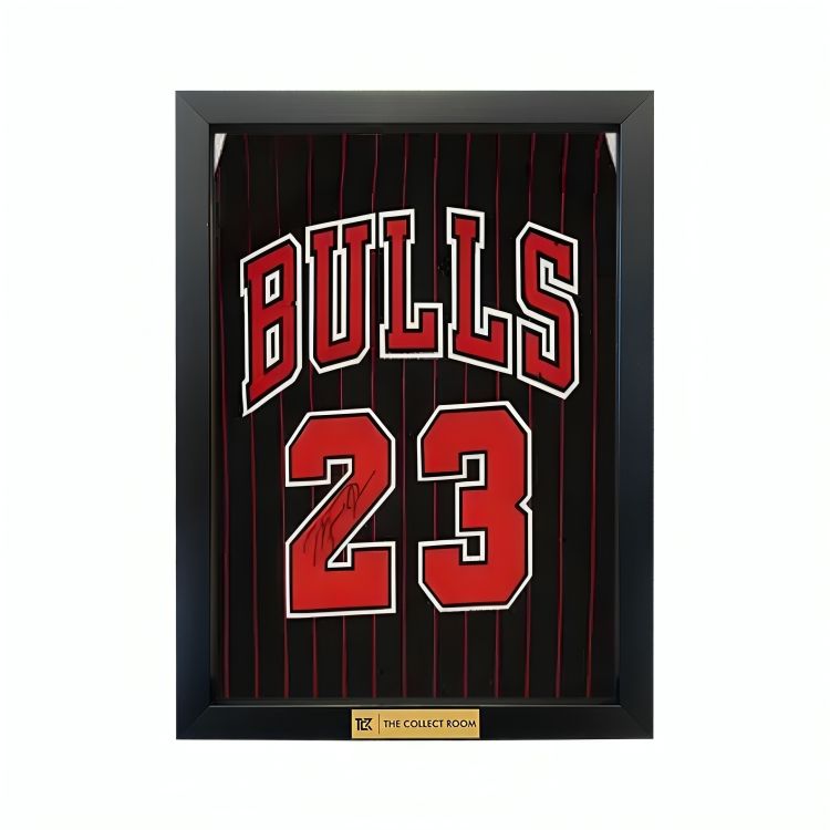 Michael Jordan Signed Chicago Bulls Chicago Bulls Black With Red Pinstripes Jersey