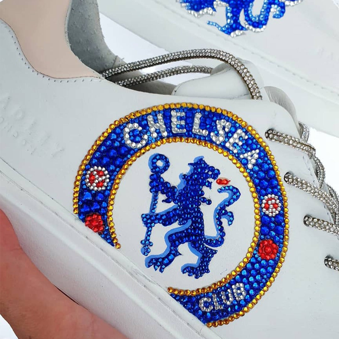 Custom Chelsea FC Sneakers with Rhinestones by Radley London