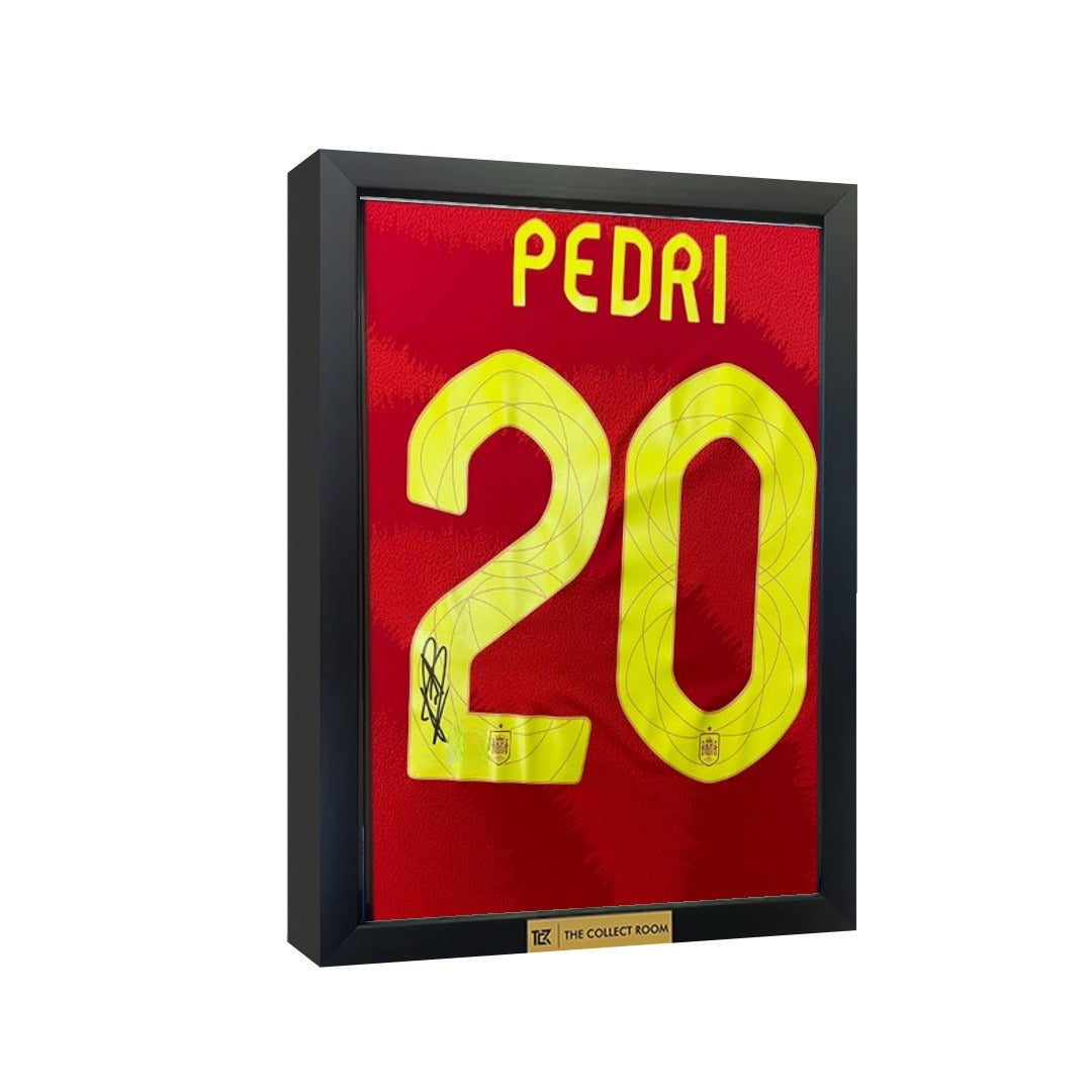 Pedri signed Spain home shirt