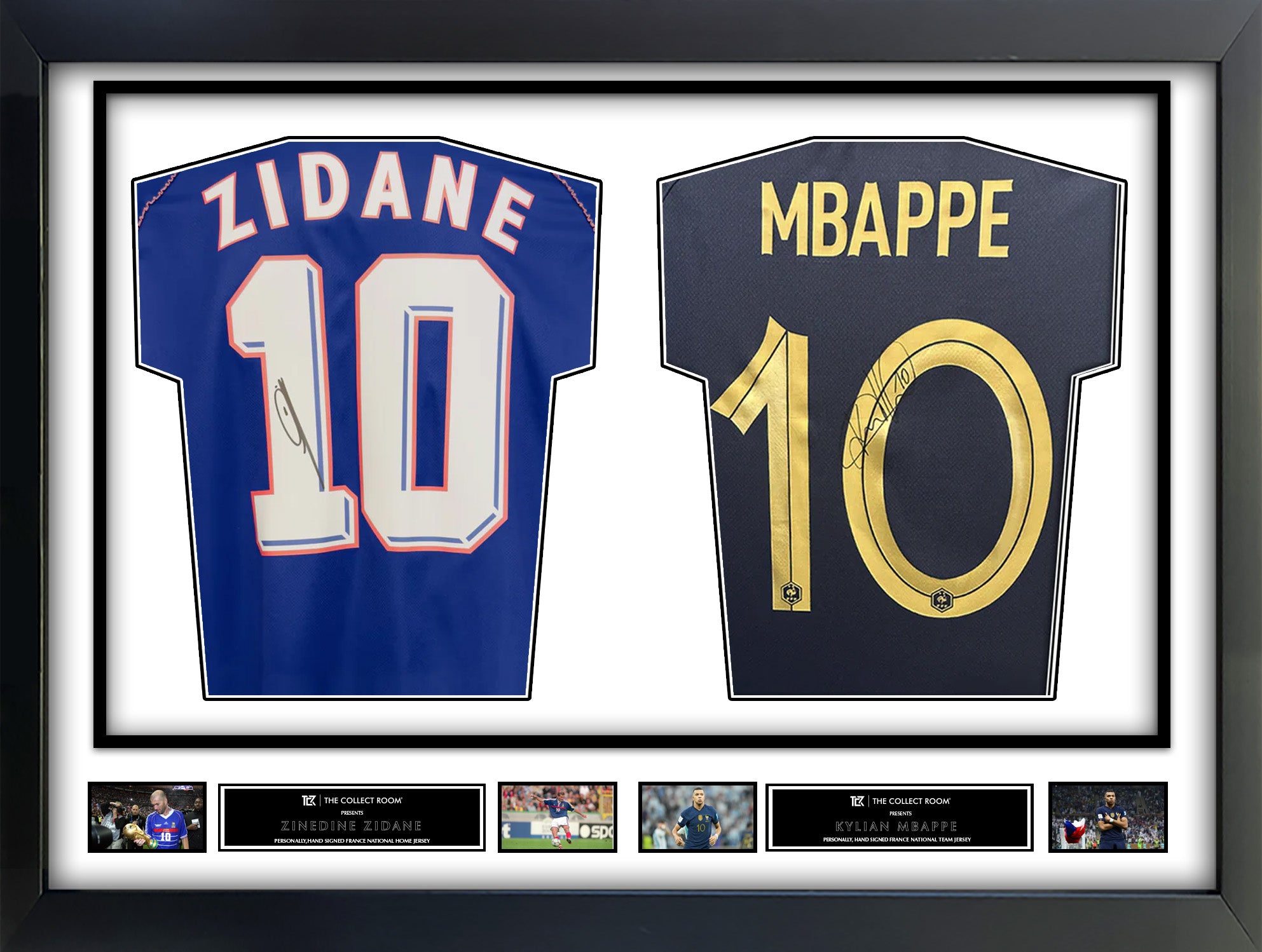 Zidane & Mbappe Signed Jerseys in Dual Frame