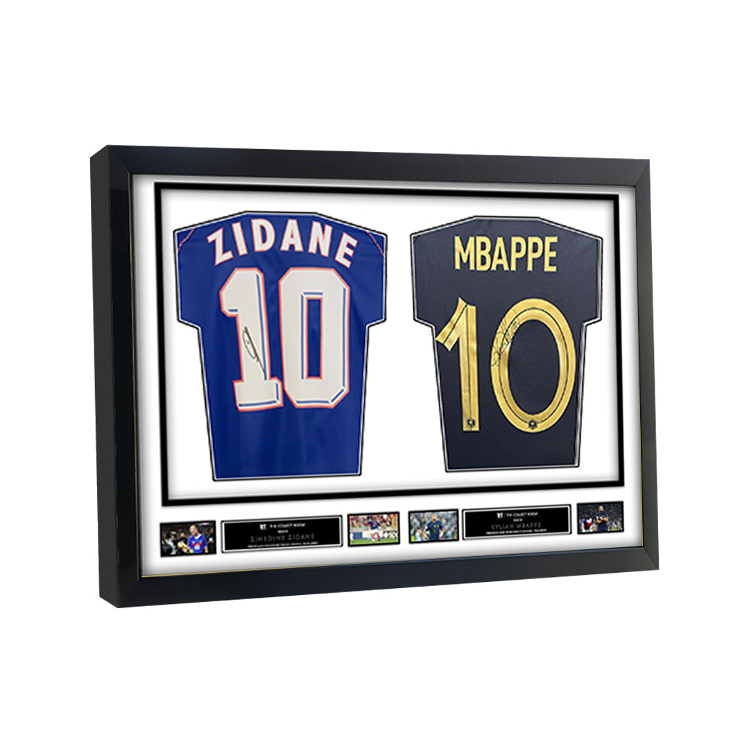 Zidane & Mbappe Signed Jerseys in Dual Frame