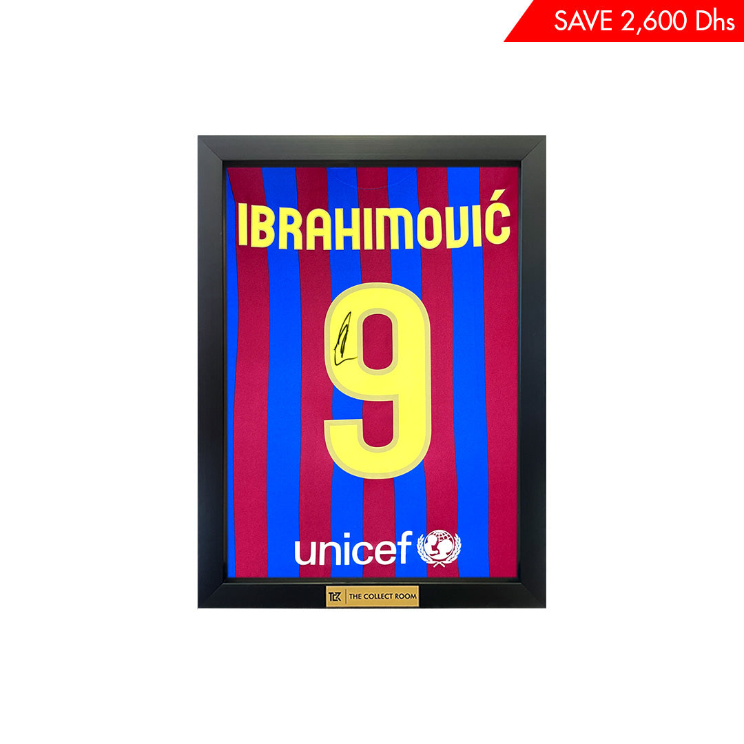 Zlatan Ibrahimovic Back Signed Modern FC Barcelona Home Jersey with Fan Style Numbers