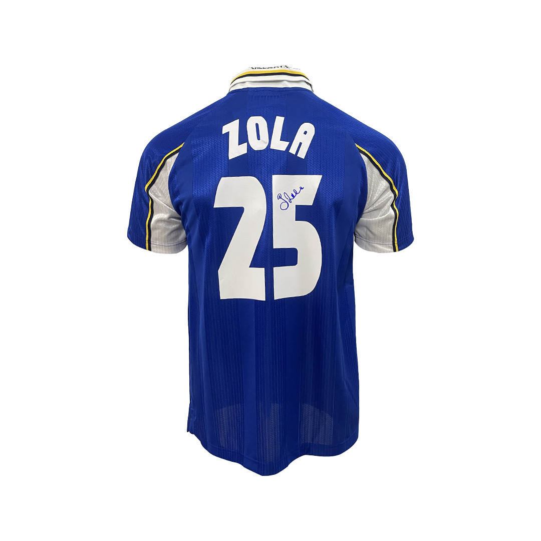 Zola signed Chelsea 1998 Home Jersey 
