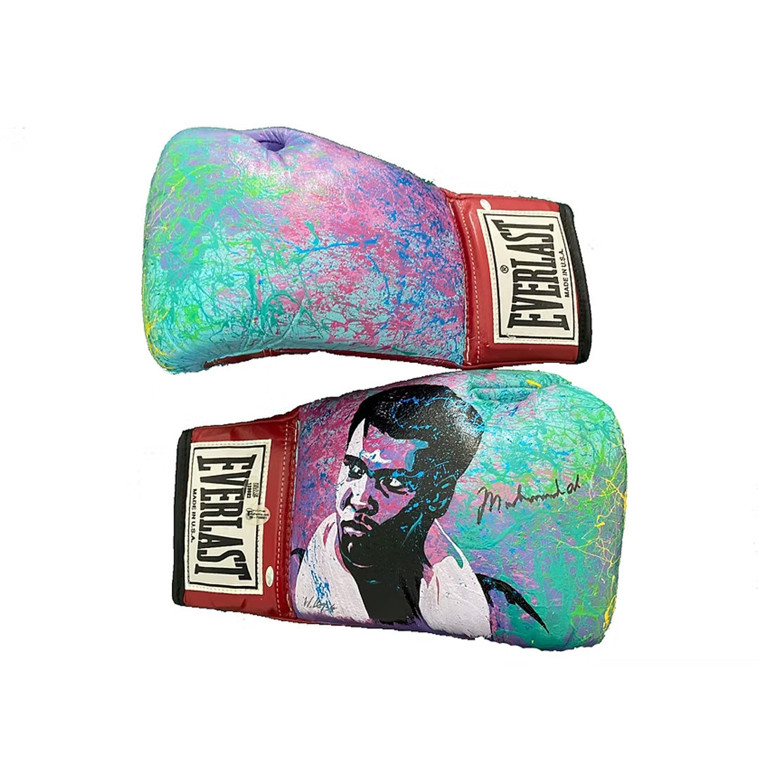 Muhammad Ali Signed Glove Set – Hand-Painted by Bill Lopa