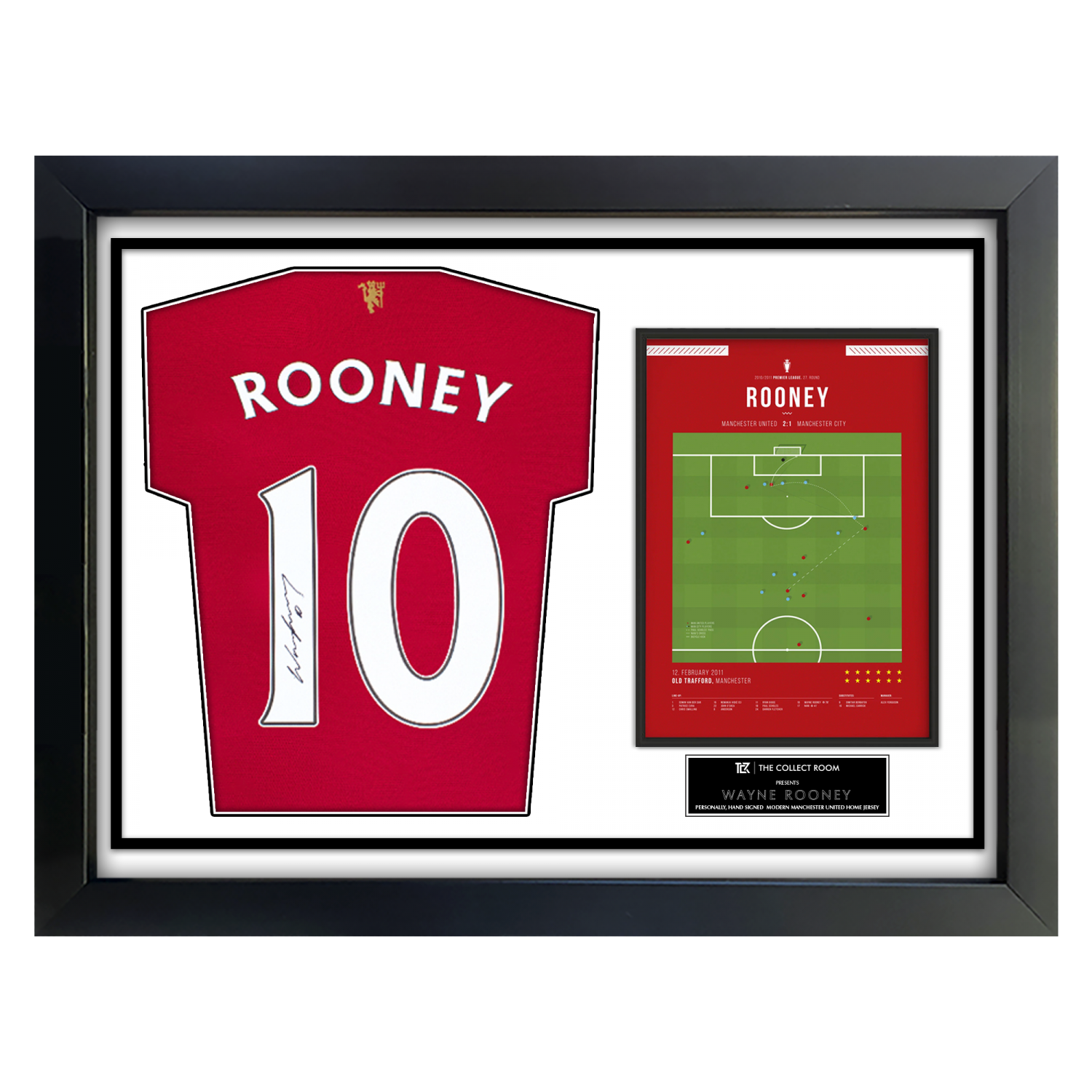 Wayne Rooney Back Signed Modern Manchester United Home Jersey With Goal Frame