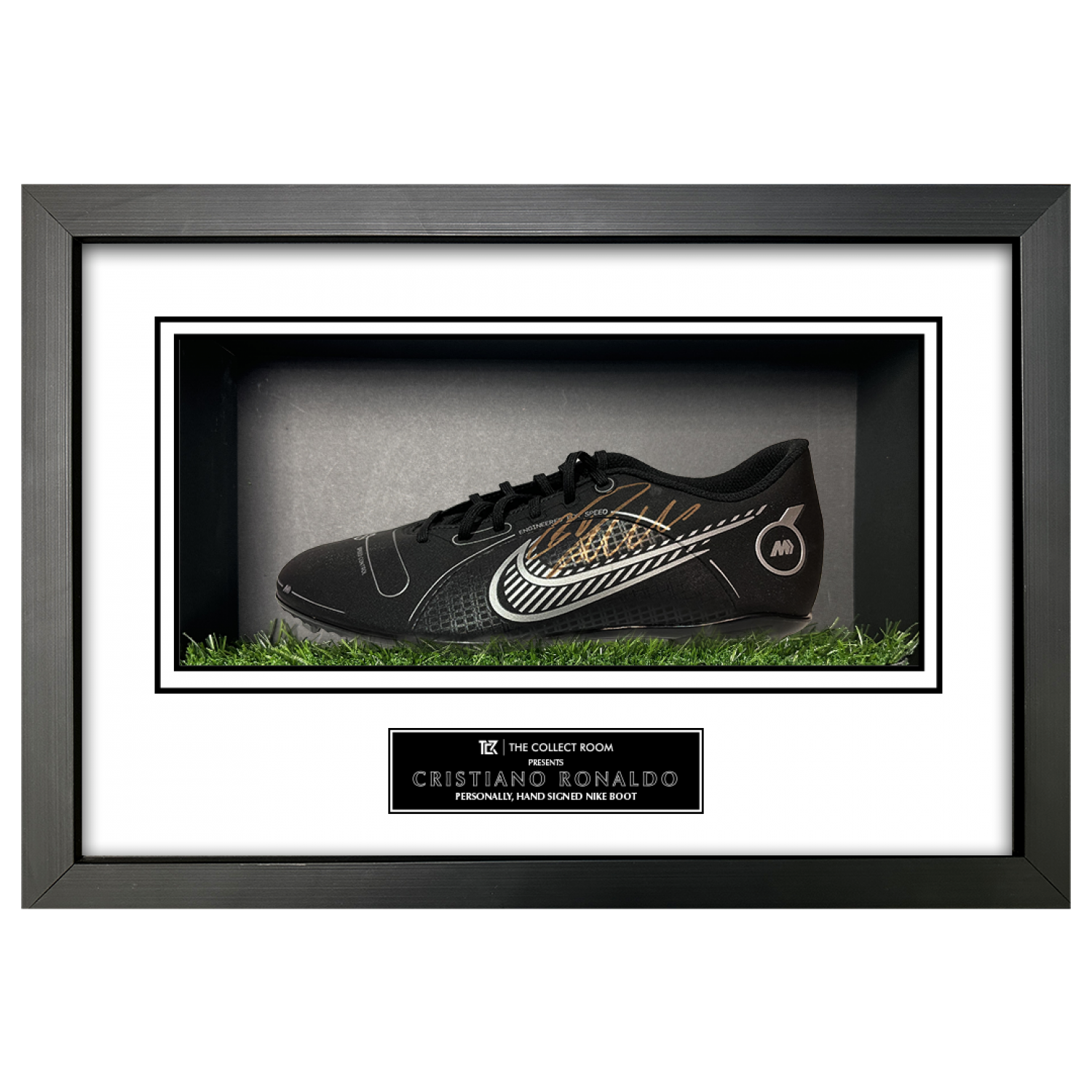 Cristiano Ronaldo Signed Framed Soccer Boot Black/Grey