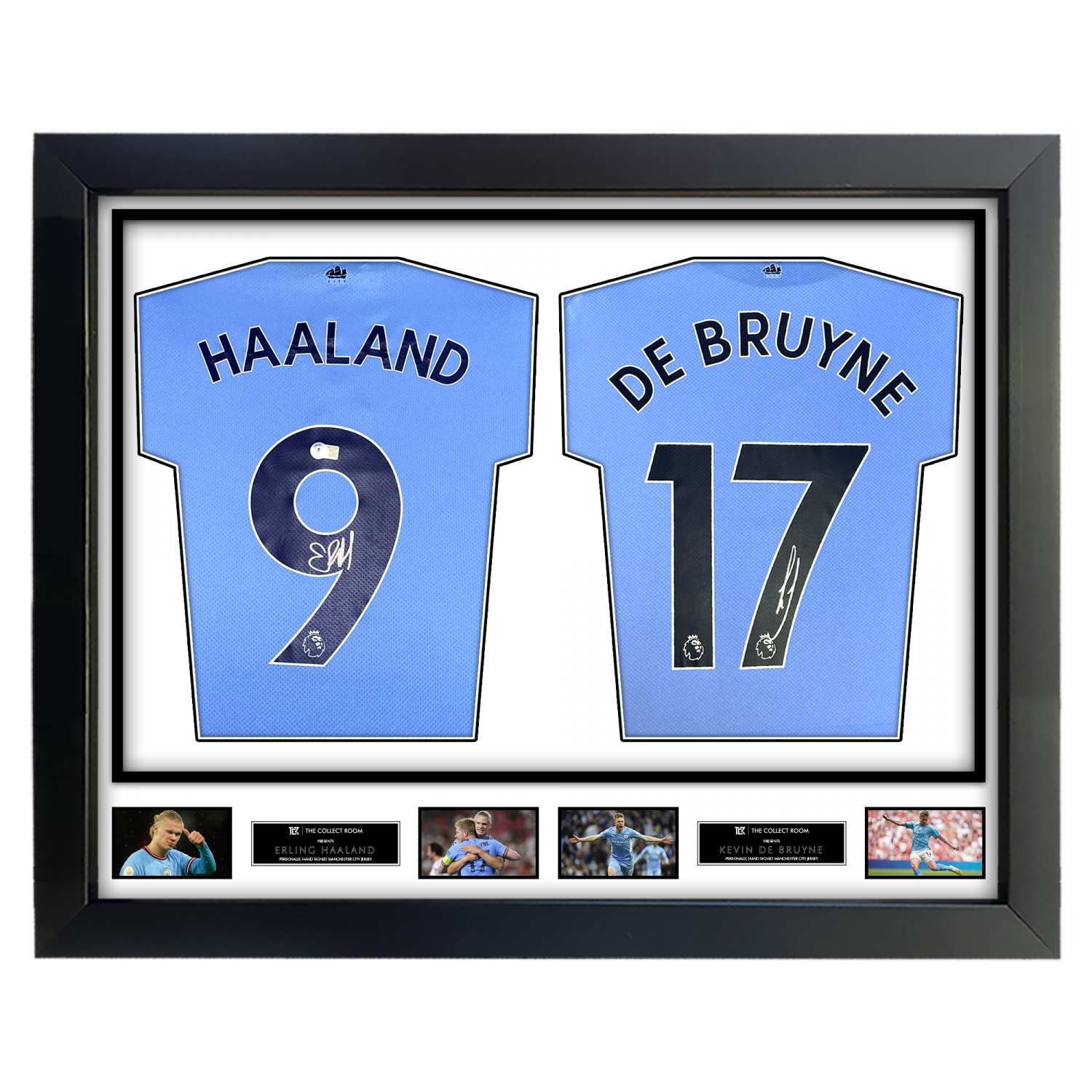Erling Haaland & Kevin De Bruyne Duo Signed Manchester City 2022-23 Jersey in Dual Frame