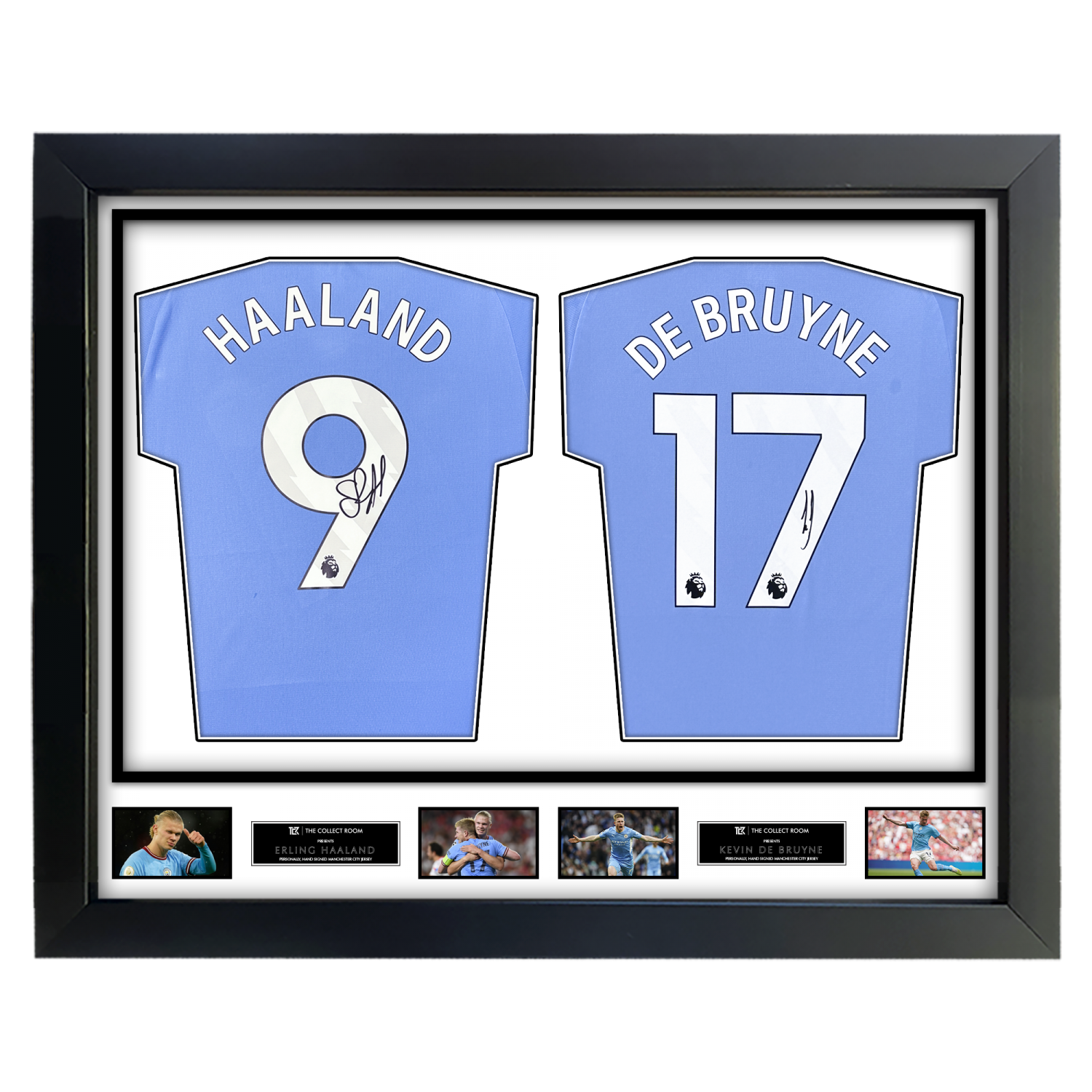 Erling Haaland & Kevin De Bruyne Duo Signed Manchester City 2023-24 Jersey in Dual Frame