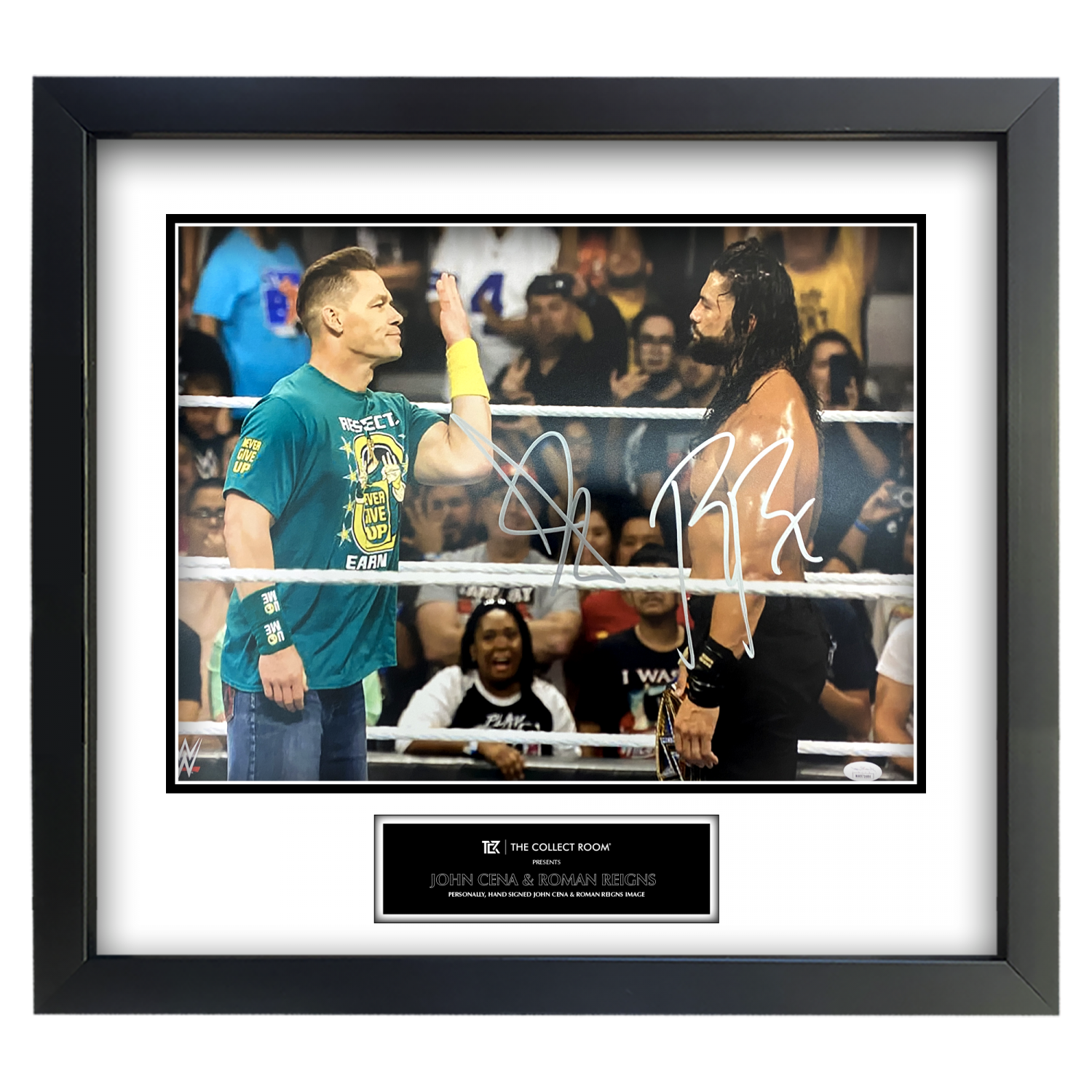John Cena & Roman Reigns Signed Image 16×20 Framed Display