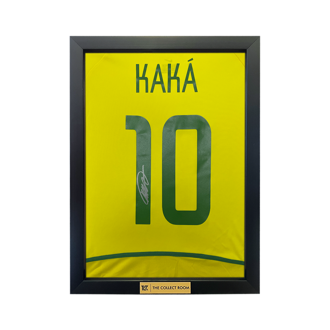 Kaká  personally hand signed brazil   2002 home jersey