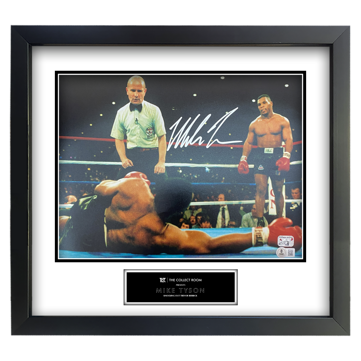 Mike Tyson Signed vs Trevor Berbick close up Image 11x14 Framed Display