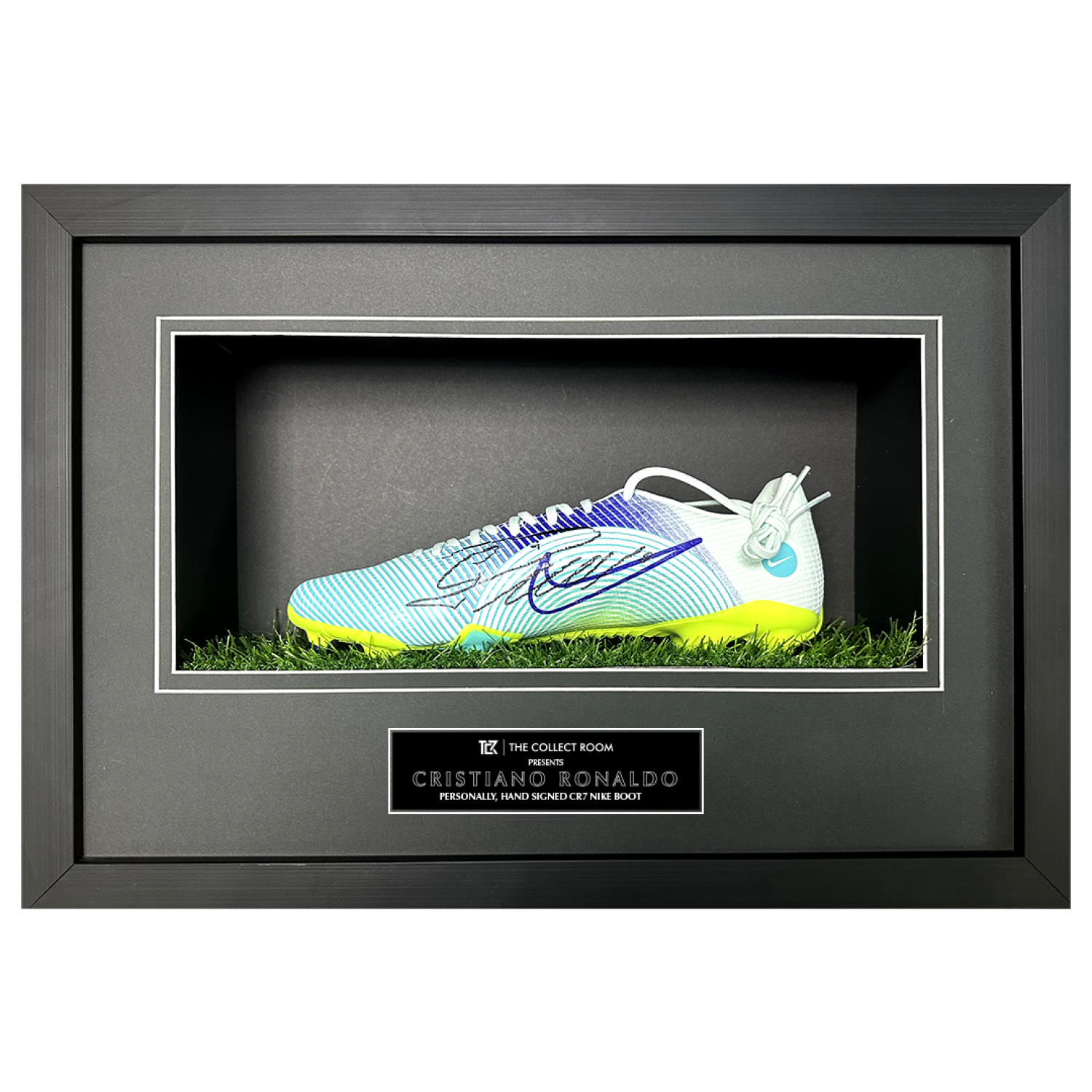 Cristiano Ronaldo Signed Framed Soccer Boot Neon