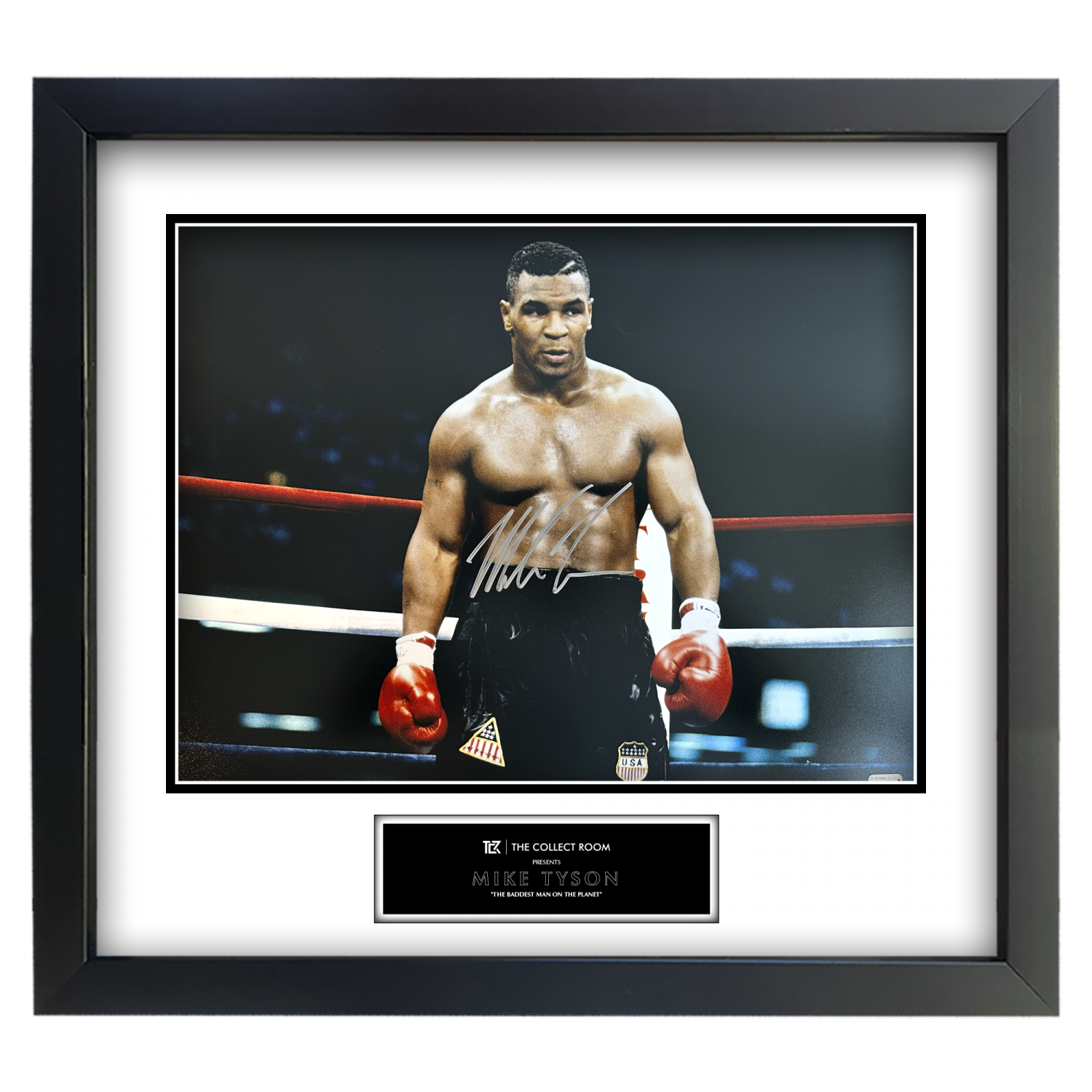 Mike Tyson Signed Baddest Man on Planet 20x16 Framed Display